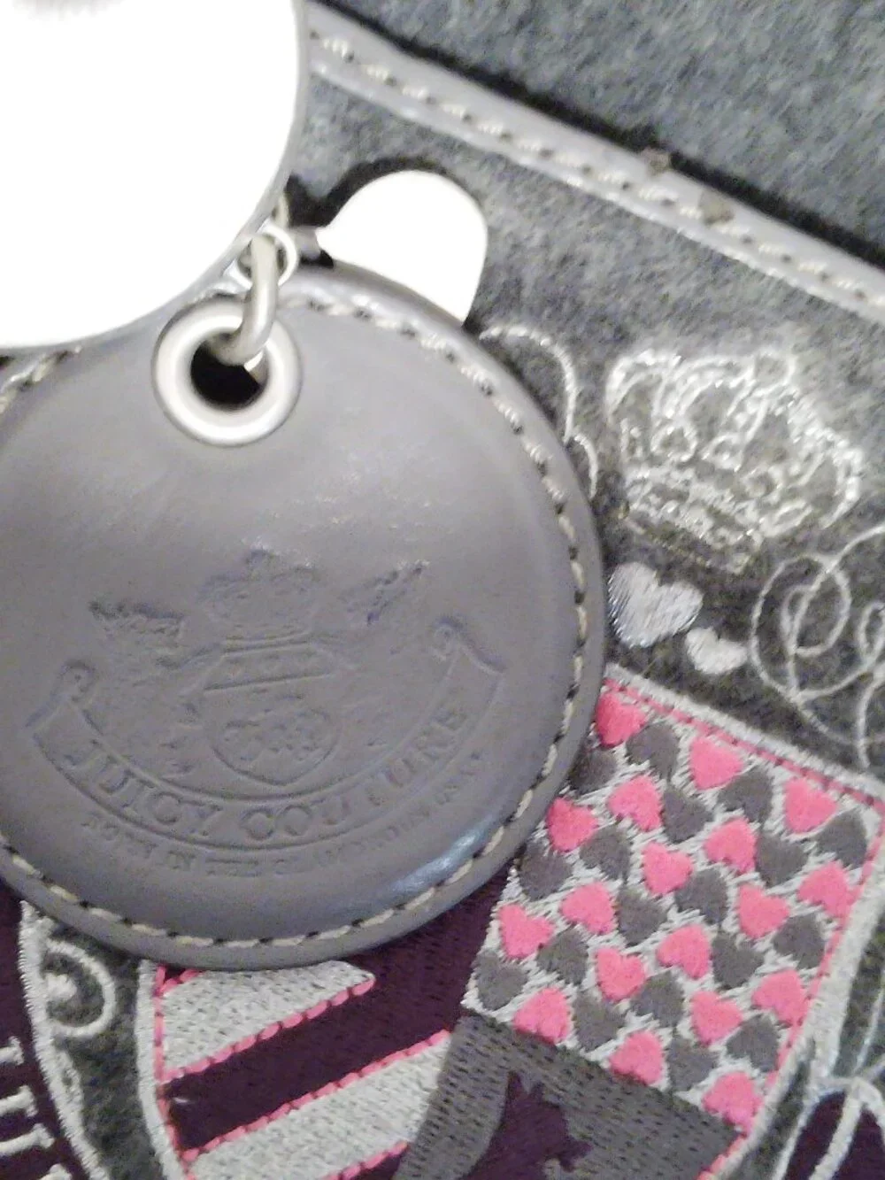 Juicy Couture Y2K small gray velour crossbody top zip pouch bag